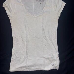 Hollister White Fitted Cap Sleeve Tee